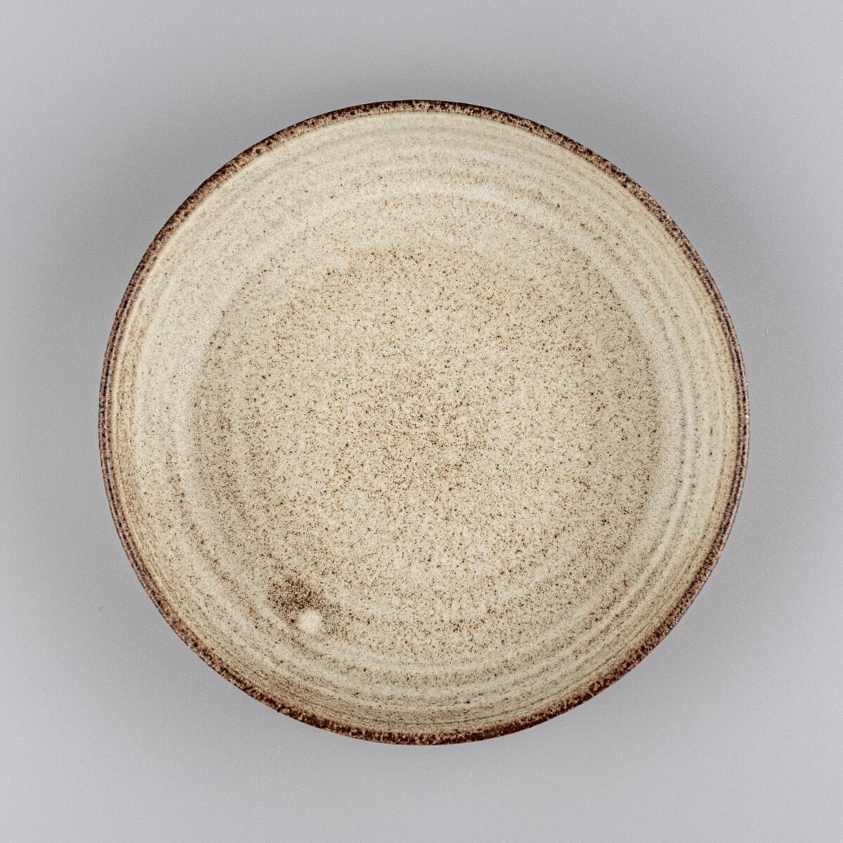 Handmade ceramic plate with deep coupe shape and matte oxide glaze for fine dining.
