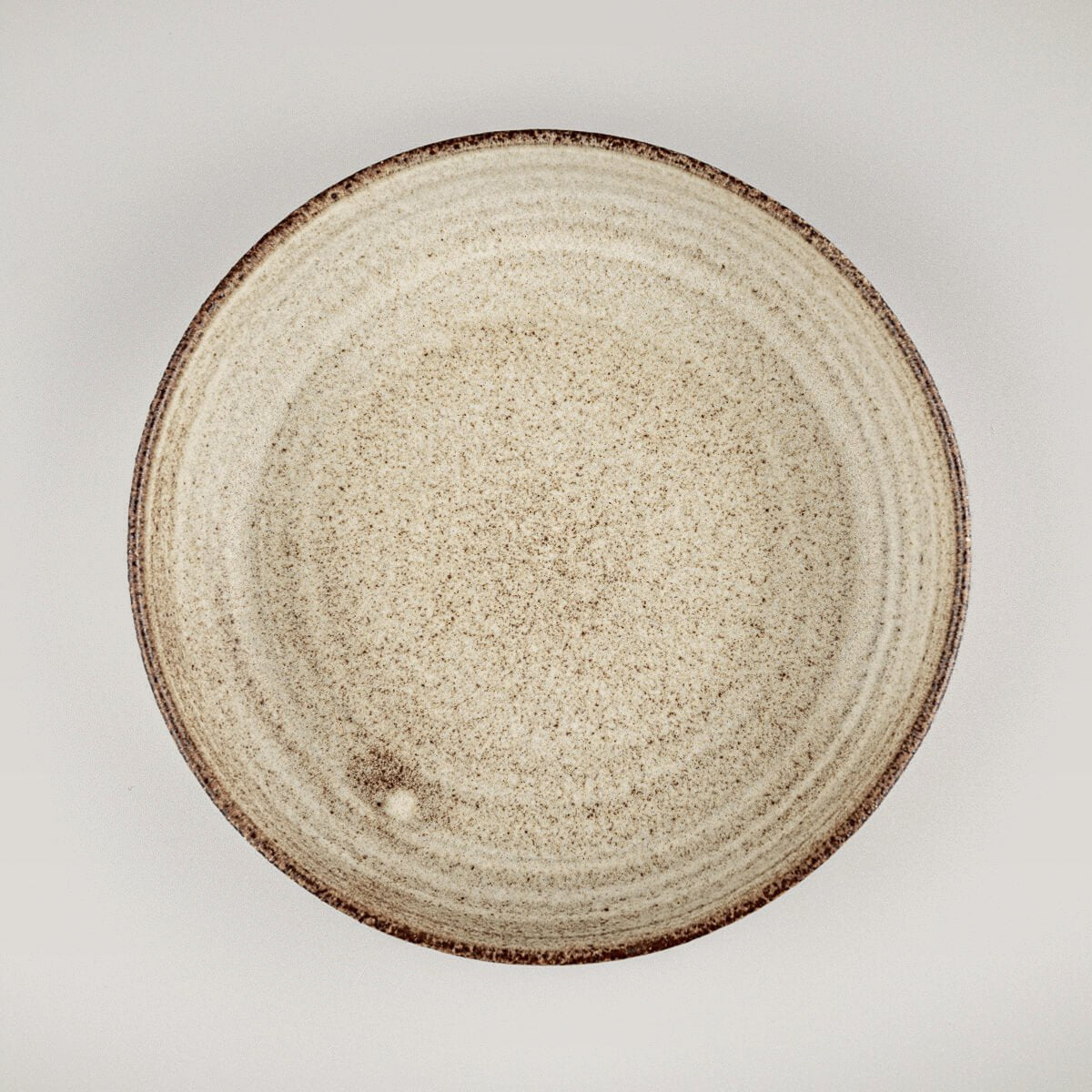 Handmade ceramic plate with deep coupe shape and matte oxide glaze for fine dining.
