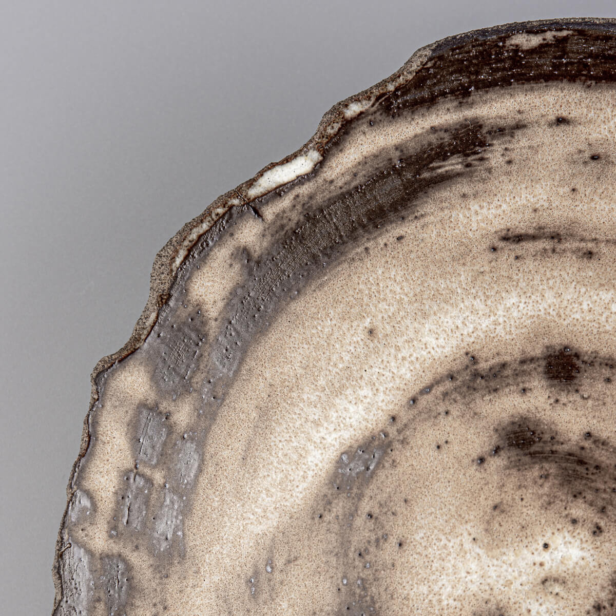 Angled rustic ceramic plate for fine dining or boutique home styling.