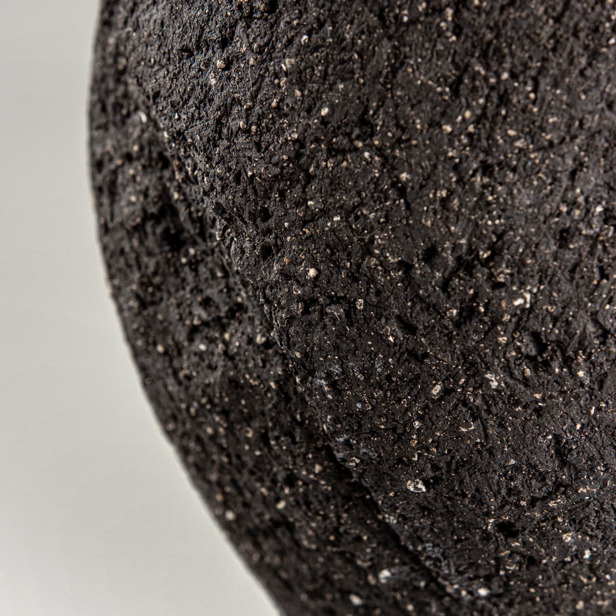 Top view of pottery vase handmade with organic textured surface for luxury home and hotel decor.