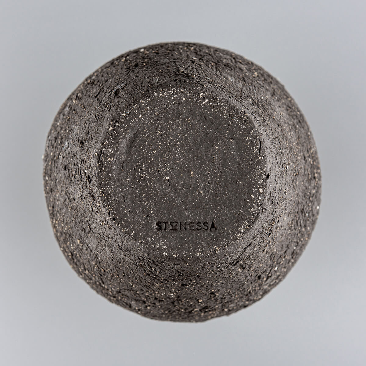 Handmade pottery vase base view with textured dark stoneware clay, luxury collectible pottery decor.