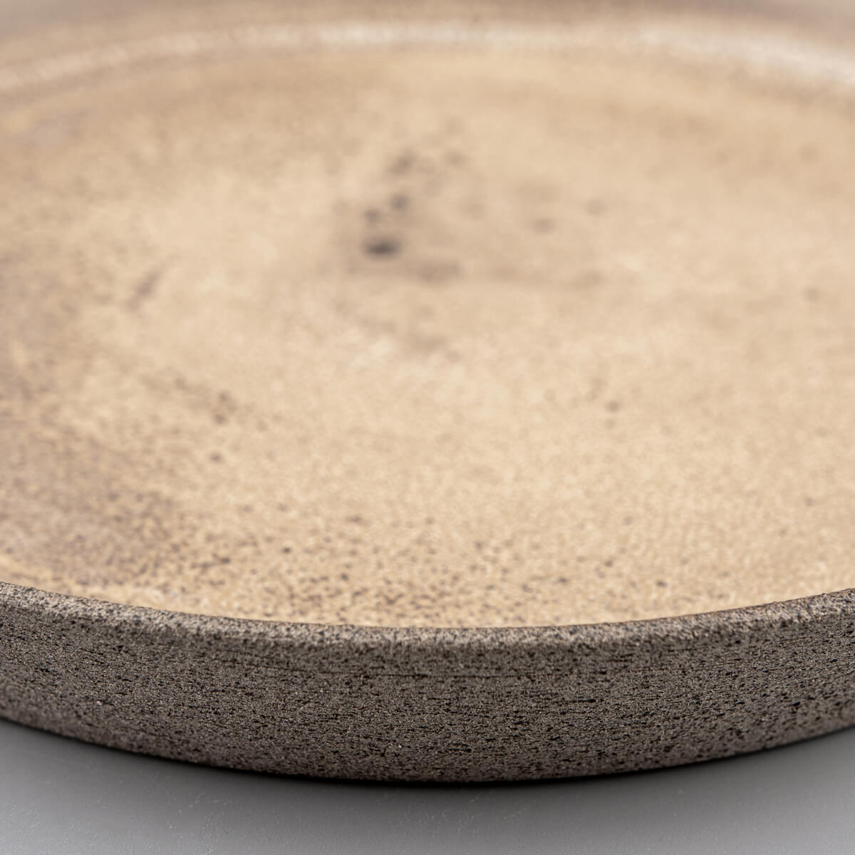 Textured stoneware dinner plate with durable design for professional chefs.