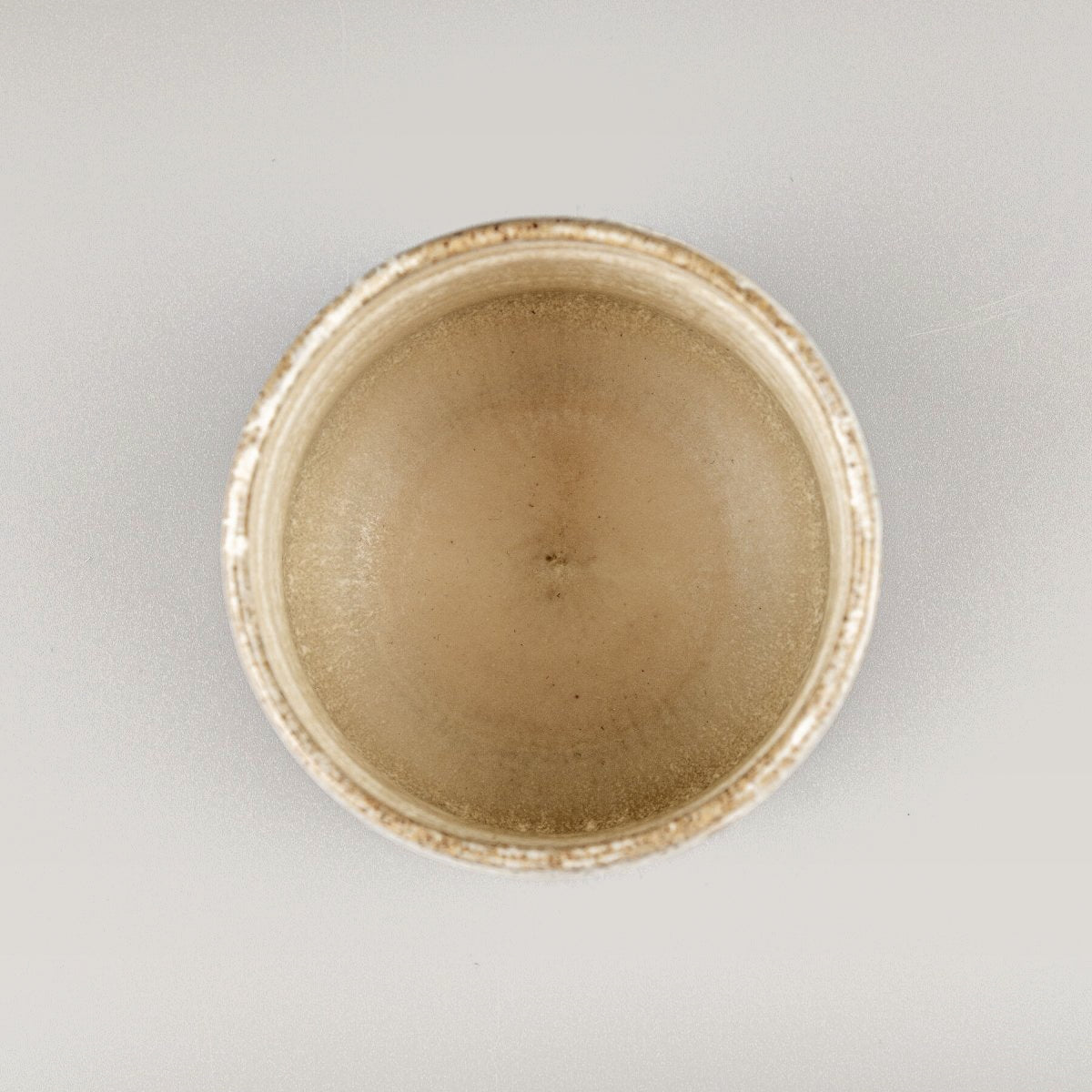 Handmade ceramic mug interior with smooth matte glaze, ideal for tea, coffee, or matcha serving.