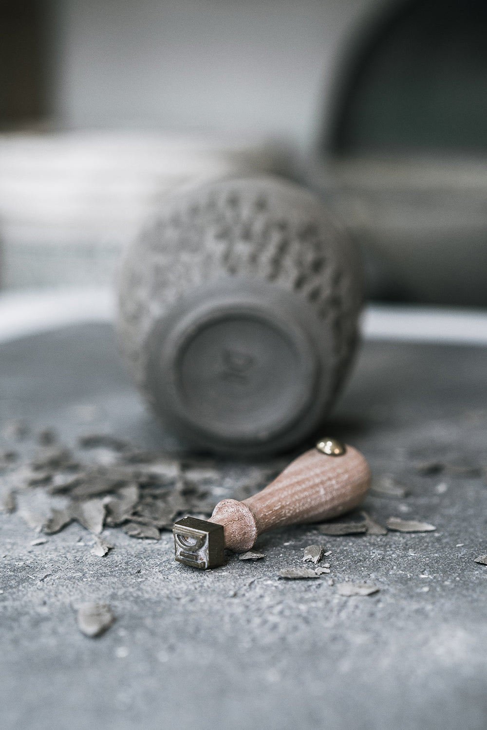 Handmade ceramic cup in the pottery studio, crafted on the wheel by Stonessa.