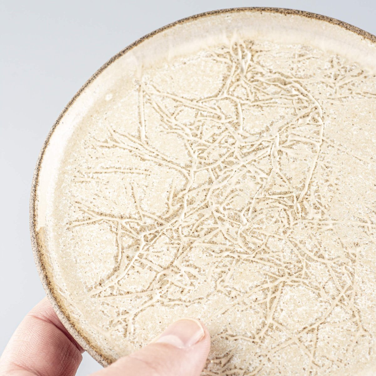 Elegant edge detailing on ceramic plate for refined interior design.