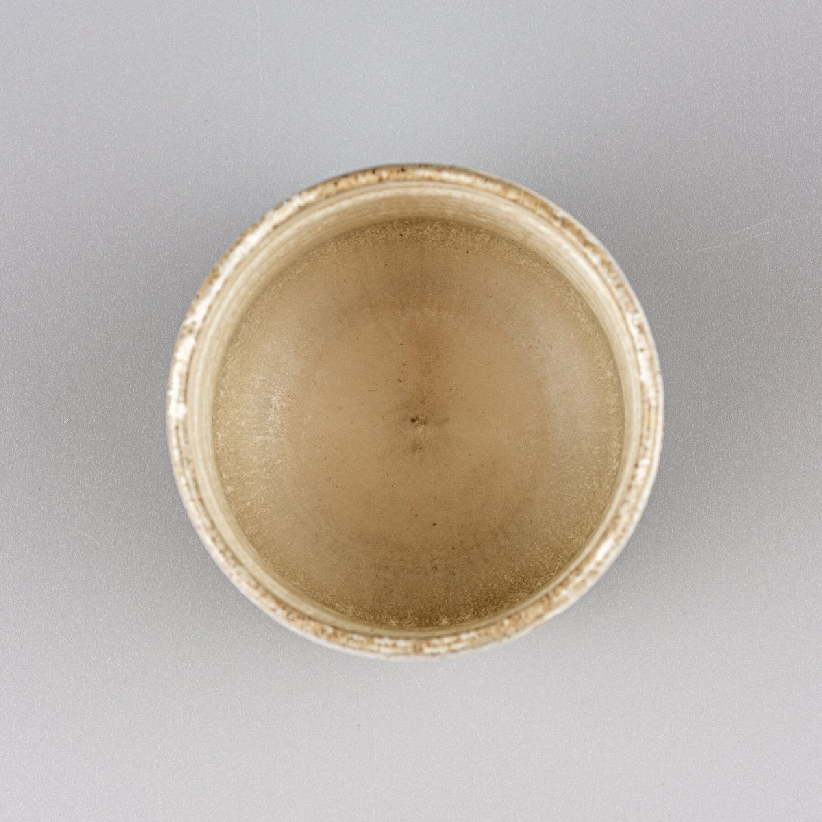 Handmade ceramic mug interior with smooth matte glaze, ideal for tea, coffee, or matcha serving.