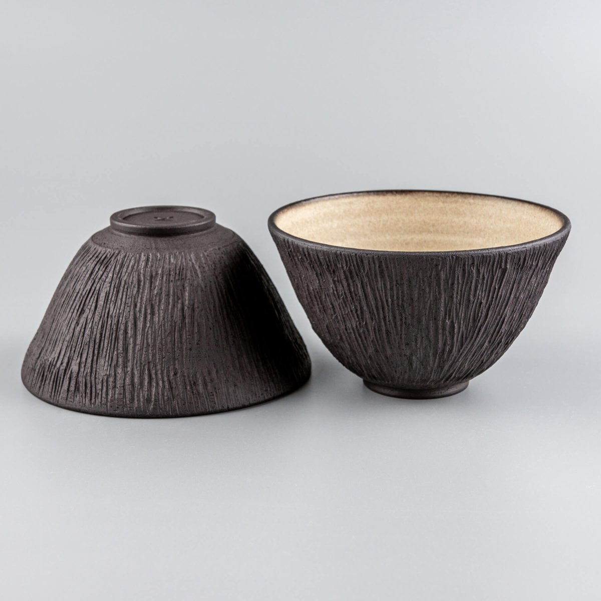 Diagonal composition of luxury handmade bowls for serving or decorative centerpieces.